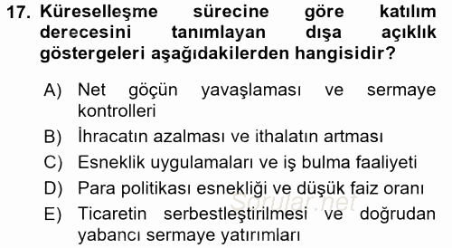 Gelir Dağılımı ve Yoksulluk 2016 - 2017 Dönem Sonu Sınavı 17.Soru