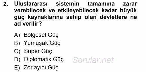 Amerikan Dış Politikası 2014 - 2015 Tek Ders Sınavı 2.Soru
