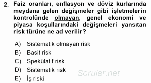 Girişim Finansmanı 2017 - 2018 3 Ders Sınavı 2.Soru