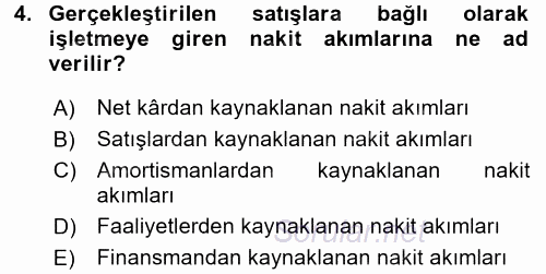 Girişim Finansmanı 2017 - 2018 3 Ders Sınavı 4.Soru