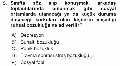 Çatışma ve Stres Yönetimi 2 2017 - 2018 3 Ders Sınavı 5.Soru