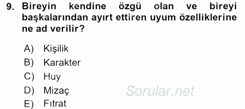 Çatışma ve Stres Yönetimi 2 2017 - 2018 3 Ders Sınavı 9.Soru