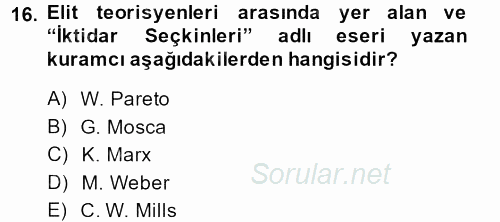 Sosyolojiye Giriş 2014 - 2015 Ara Sınavı 16.Soru