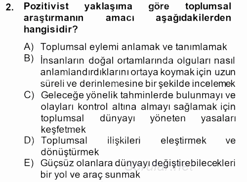 Sosyolojiye Giriş 2014 - 2015 Ara Sınavı 2.Soru