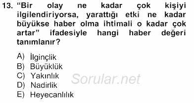 Haber Toplama Teknikleri 2012 - 2013 Ara Sınavı 13.Soru