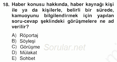 Haber Toplama Teknikleri 2012 - 2013 Ara Sınavı 18.Soru