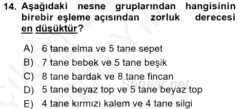 Okulöncesinde Matematik Eğitimi 2016 - 2017 3 Ders Sınavı 14.Soru