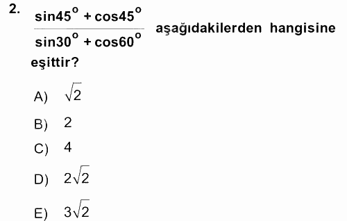 Okulöncesinde Matematik Eğitimi 2016 - 2017 3 Ders Sınavı 2.Soru