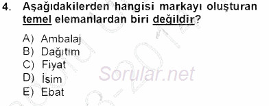 Marka İletişimi Tasarımı ve Uygulamaları 2013 - 2014 Tek Ders Sınavı 4.Soru