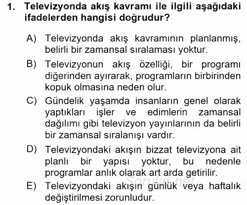 Radyo ve Televizyon Programcılığının Temel Kavramları 2015 - 2016 Ara Sınavı 1.Soru