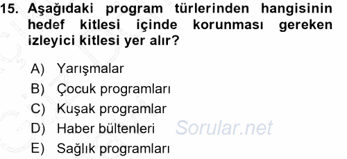 Radyo ve Televizyon Programcılığının Temel Kavramları 2015 - 2016 Ara Sınavı 15.Soru