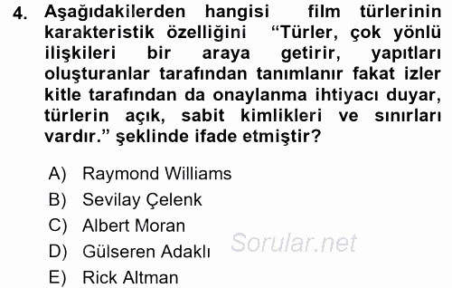 Radyo ve Televizyon Programcılığının Temel Kavramları 2015 - 2016 Ara Sınavı 4.Soru