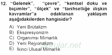 Mimarlik Tarihi 2013 - 2014 Tek Ders Sınavı 12.Soru