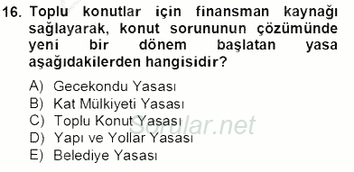 Mimarlik Tarihi 2013 - 2014 Tek Ders Sınavı 16.Soru