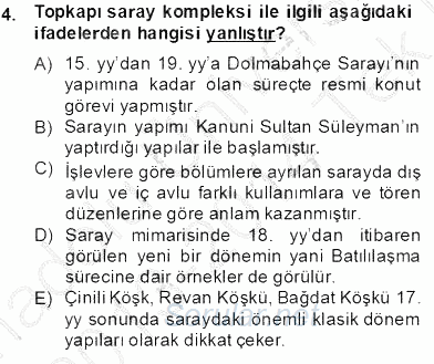 Mimarlik Tarihi 2013 - 2014 Tek Ders Sınavı 4.Soru