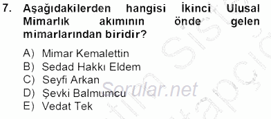 Mimarlik Tarihi 2013 - 2014 Tek Ders Sınavı 7.Soru