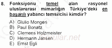 Mimarlik Tarihi 2013 - 2014 Tek Ders Sınavı 8.Soru