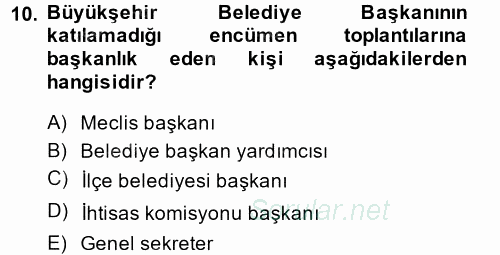Kentleşme ve Konut Politikaları 2014 - 2015 Tek Ders Sınavı 10.Soru