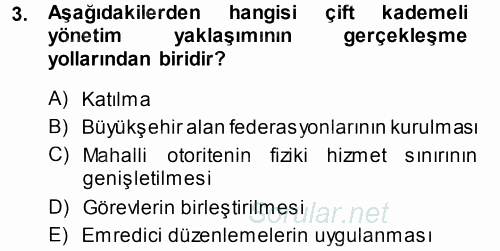 Kentleşme ve Konut Politikaları 2014 - 2015 Tek Ders Sınavı 3.Soru