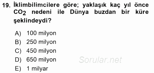 Enerji ve Çevre 2015 - 2016 Ara Sınavı 19.Soru