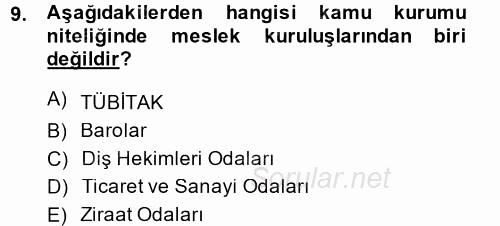 Temel İdare Hukuku 2014 - 2015 Ara Sınavı 9.Soru