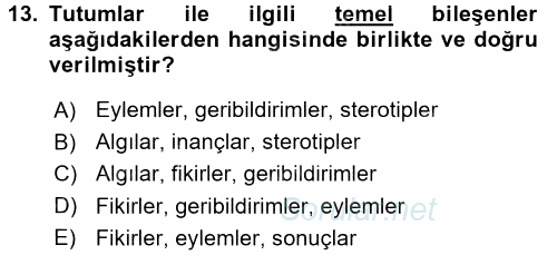 Küreselleşme ve Kültürlerarası İletişim 2015 - 2016 Tek Ders Sınavı 13.Soru