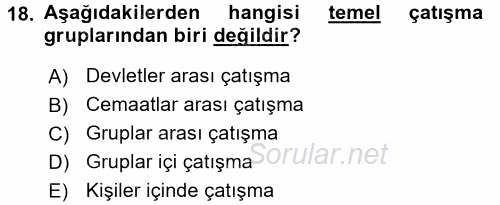 Küreselleşme ve Kültürlerarası İletişim 2015 - 2016 Tek Ders Sınavı 18.Soru
