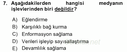 Küreselleşme ve Kültürlerarası İletişim 2015 - 2016 Tek Ders Sınavı 7.Soru