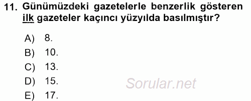 Basın Fotoğrafçılığı 2017 - 2018 Ara Sınavı 11.Soru