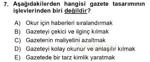 Basın Fotoğrafçılığı 2017 - 2018 Ara Sınavı 7.Soru