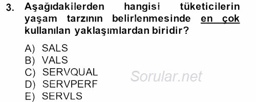 Sağlık Hizmetleri Pazarlaması 2012 - 2013 Ara Sınavı 3.Soru