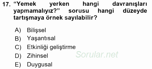 Okulöncesinde Drama 2016 - 2017 Ara Sınavı 17.Soru