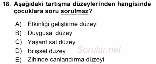 Okulöncesinde Drama 2016 - 2017 Ara Sınavı 18.Soru
