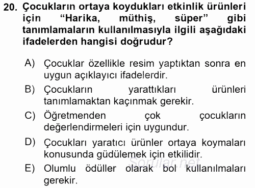 Okulöncesinde Drama 2016 - 2017 Ara Sınavı 20.Soru