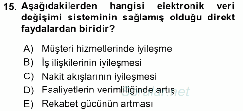 Elektronik Ticaret 2017 - 2018 3 Ders Sınavı 15.Soru