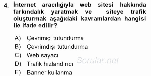 Elektronik Ticaret 2017 - 2018 3 Ders Sınavı 4.Soru
