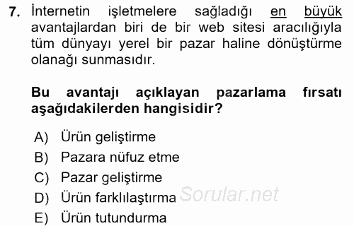 Elektronik Ticaret 2017 - 2018 3 Ders Sınavı 7.Soru