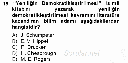 Yenilik Yönetimi 2014 - 2015 Ara Sınavı 15.Soru