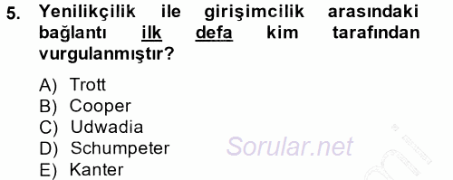 Yenilik Yönetimi 2014 - 2015 Ara Sınavı 5.Soru