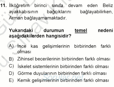Erken Çocukluk Döneminde Gelişim 1 2014 - 2015 Dönem Sonu Sınavı 11.Soru