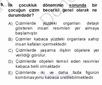 Erken Çocukluk Döneminde Gelişim 1 2014 - 2015 Dönem Sonu Sınavı 9.Soru