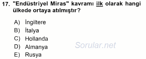 Restorasyon ve Koruma İlkeleri 2015 - 2016 Dönem Sonu Sınavı 17.Soru