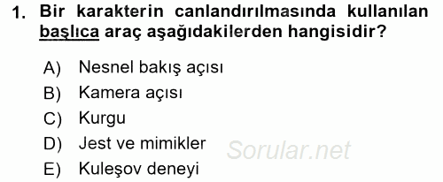 Film ve Video Kültürü 2015 - 2016 Ara Sınavı 1.Soru