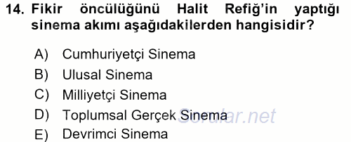 Film ve Video Kültürü 2015 - 2016 Ara Sınavı 14.Soru