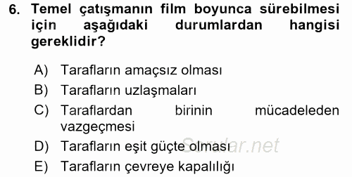 Film ve Video Kültürü 2015 - 2016 Ara Sınavı 6.Soru