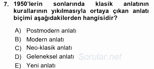 Film ve Video Kültürü 2015 - 2016 Ara Sınavı 7.Soru