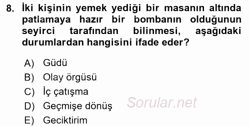 Film ve Video Kültürü 2015 - 2016 Ara Sınavı 8.Soru