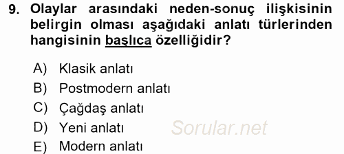 Film ve Video Kültürü 2015 - 2016 Ara Sınavı 9.Soru