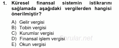 Ekonominin Güncel Sorunları 2012 - 2013 Dönem Sonu Sınavı 1.Soru
