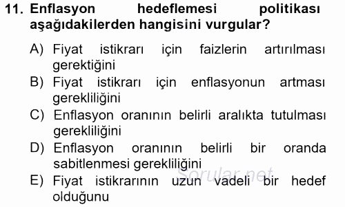 Ekonominin Güncel Sorunları 2012 - 2013 Dönem Sonu Sınavı 11.Soru